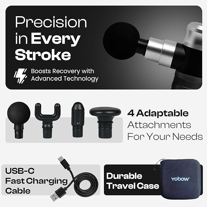 The Therapeutic Mini Massage Pistol with Portable Carrying Case, 4 Massage Speeds, 6 Colors | Fast USB Type C Charging | Massage Tool for Pain Relief | Stylish and Powerful Massage Gun-Ruum Studio Home