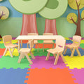 EMMA + OLIVER 23.625" W x 47.25" L Rectangle Natural Plastic Activity Table Set with 6 Chairs-Ruum Studio Home