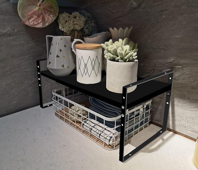 Expandable,Stackable Spice Rack,Seasoning Organizer and Storage,Spices Jar Racks for Cabinet,Countertop, Metal Pantry, Cupboard,Laundry Storages,Heavy Duty(1 Pack/Medium/Black)-Ruum Studio Home