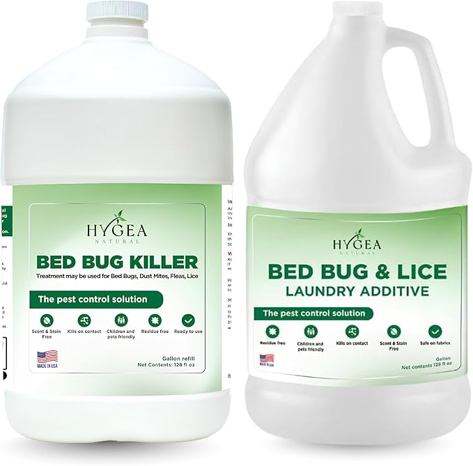 Bed Bug & Lice Elimination Duo Kit- Includes Lice & Bed Bug Spray & Lice & Bed Bug Laundry Additive - Gentle Formula - Effective Pest Control for Home & Travel (2 Pack, 1 Gallon Each)-Ruum Studio Home