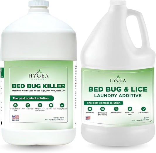 Bed Bug & Lice Elimination Duo Kit- Includes Lice & Bed Bug Spray & Lice & Bed Bug Laundry Additive - Gentle Formula - Effective Pest Control for Home & Travel (2 Pack, 1 Gallon Each)-Ruum Studio Home