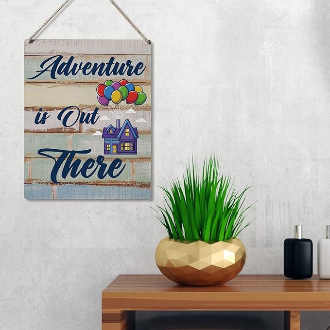 Qious Inspirational Signs Gift Farmhouse Adventure is Out There Wooden Hanging Sign Rustic Art Wall Home Living Room Bedroom Kitchen Decoration 10 x 8 Inches-Ruum Studio Home