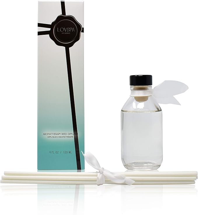 LOVSPA Reed Diffuser Set, Summer Linen Scented Oil Diffuser with Sticks, Home Fragrance Accessories for Bathroom Shelf Decor, Aroma Diffusers for Home or Office Desk, USA Made-Ruum Studio Home