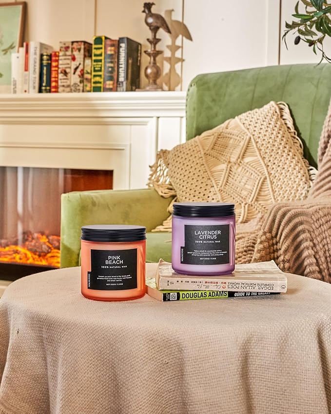 M&SENSE Pink Beach Sands Jar Candle, 11.6oz Pineapple & Coconut Scented Natural Soy Candles for Home Scented, 70 Hour Burn Time, Home Decor Gift for Women, Friends, Family, Colleagues, Couples-Ruum Studio Home