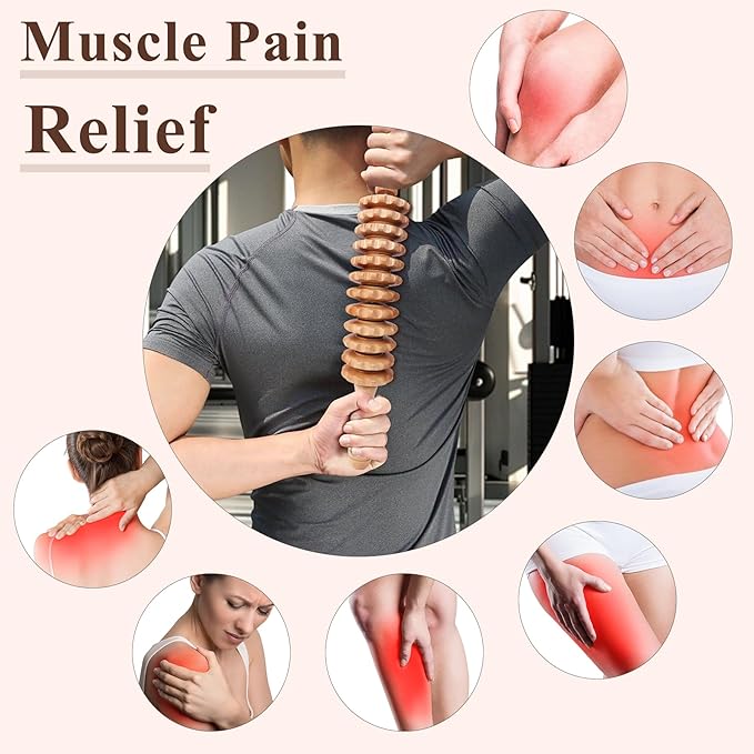 Wood Massage Roller Wood Therapy Massage Tools Body Roller Cellulite Roller Fascia Blaster Wooden Massager for Lymphatic Drainage, Maderoterapia, Pain Relief(Curved)-Ruum Studio Home