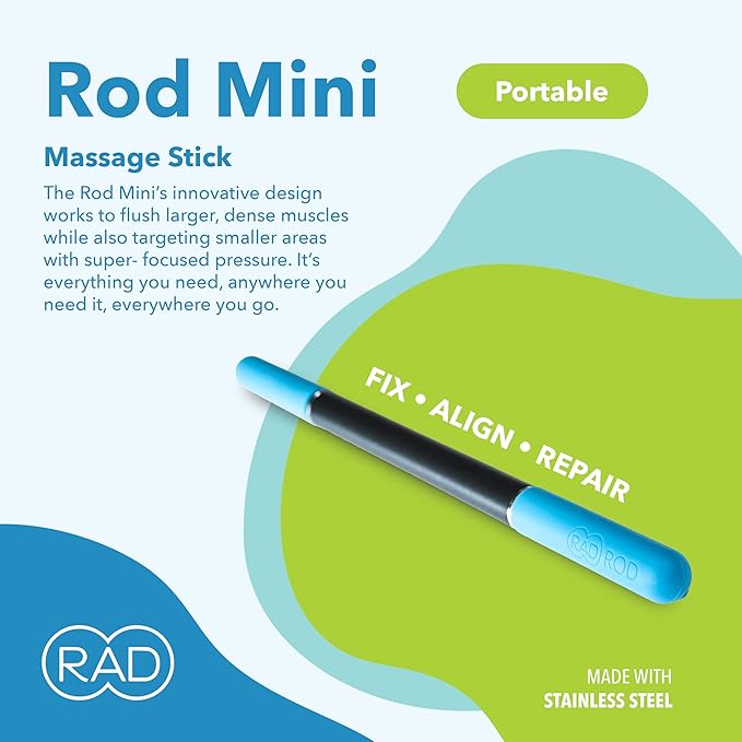 RAD Rod Mini – Compact Deep Tissue Massage Roller Stick – Travel-Ready Myofascial Release Tool for Legs, Back, Neck, Arms & Shoulders – Muscle Roller for Mobility & Recovery-Ruum Studio Home