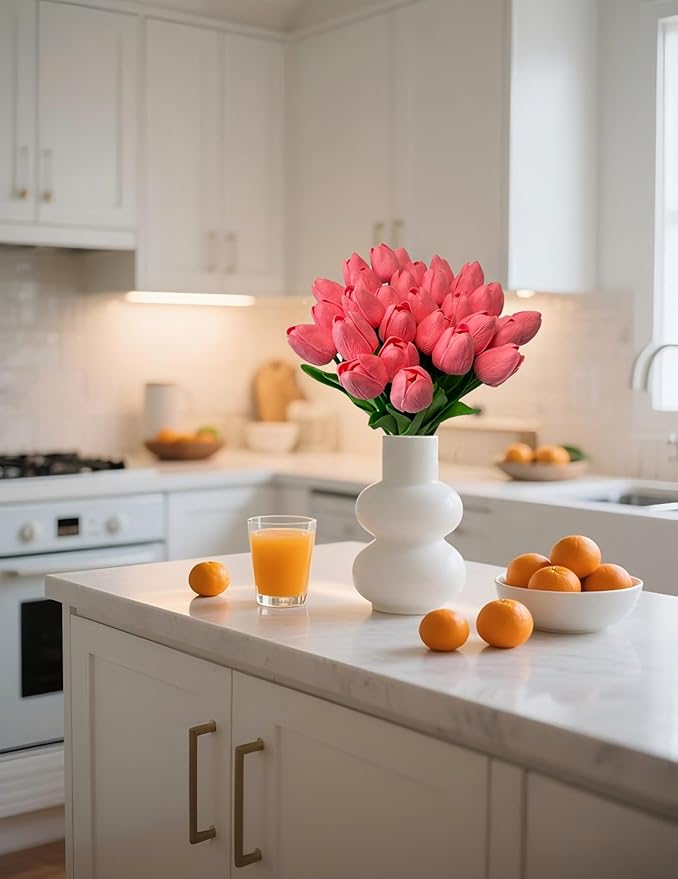 15 Pcs Artificial Tulip PU Fake Flower Realistic Touch Spring Summer Fake Flowers for Home Decor Outdoor Garden Parties and Wedding-Ruum Studio Home