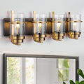 Black Gold Wall Sconces,Bathroom Vanity Light Fixtures,4 Lights Black Sconce Over Mirror,Farmhouse Bathroom Lights(Bulbs not Included)-Ruum Studio Home