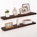 RICHFOCUS Live Edge Elm Floating Shelves - 40" W x 9.3" D Rustic Solid Wood Wall Shelves with Invisible Bracket, Wall-Mounted for Living Room, Bedroom, Kitchen Storage & Display, Set of 2, Walnut-Ruum Studio Home