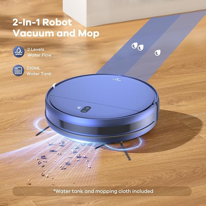 ZCWA Robot Vacuum and Mop Combo,2.4GHz WiFi Link Vacuum Robot,4 Cleaning Mode Robotic Vacuums Cleaner,APP/Remote Aspiradora Robot,Self-Charging Robot Vacuum for Pet Hair,Stains,Carpets,Corner-Ruum Studio Home