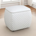 Ottoman Rectangular Storage Ottoman Bench, Faux Leather Footrest, Stool Footstool for Living Room, Bedroom, Entryway, White, 19.5"x15.5"x18"-Ruum Studio Home