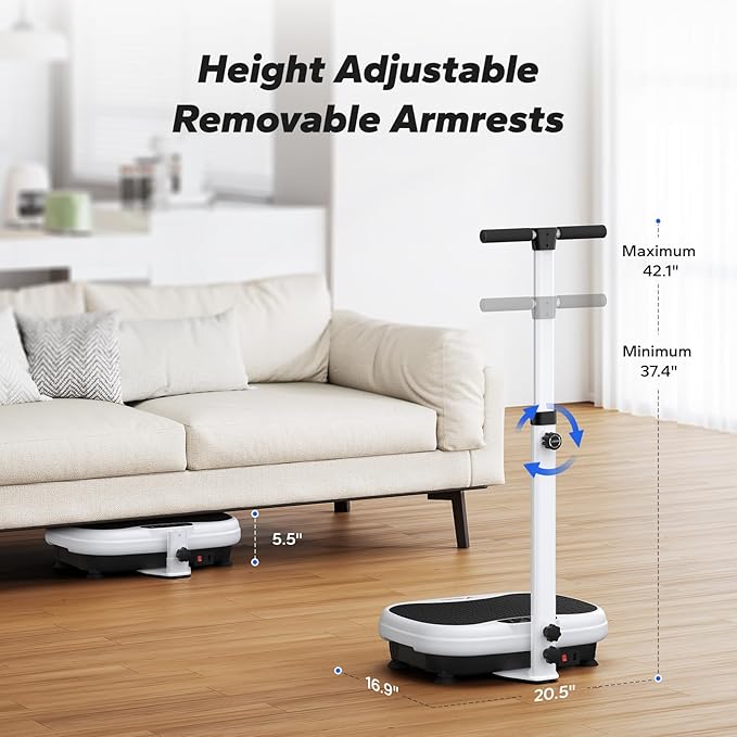 MERACH Vibration Plate Exercise Machine, Vibration Plate for Lymphatic Drainage Weight Loss, Vibrating Plate Exercise Machine with Handrails, Exercise Equipment for Women Men Home-Ruum Studio Home