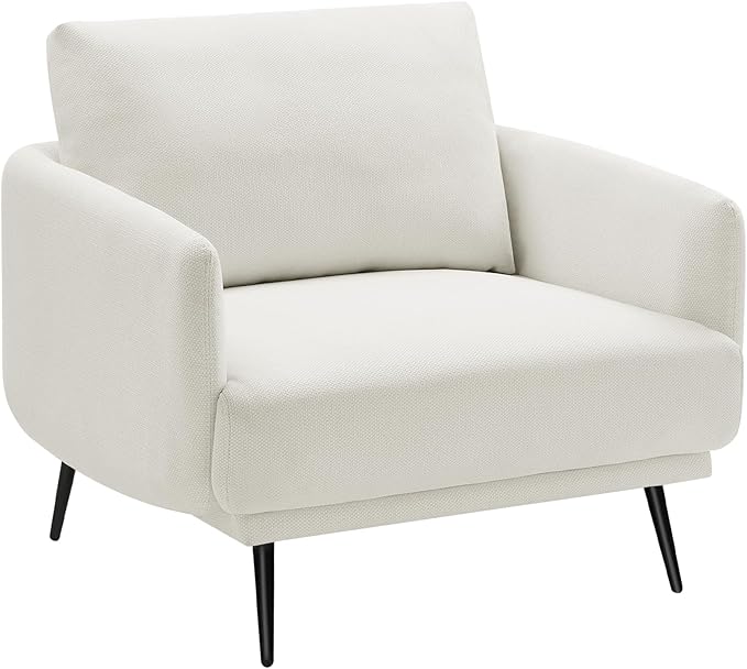 Oversized Accent Chair Set of 2 for Living Room Chairs Reading Arm Chair Comfy Modern Single Sofa Side Chairs with Metal Legs & Soft Cushion for Bedroom, Balcony,Waiting Room (Polyester, Pearl White)-Ruum Studio Home