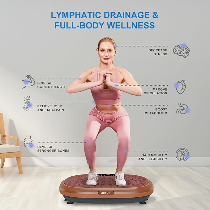 EILISON FitMax 3D XL Vibration Plate Exercise Machine - Whole Body Workout Vibration Platform w/Loop Bands - Lymphatic Drainage Machine for Weight Loss, Shaping, Wellness, Recovery-Ruum Studio Home