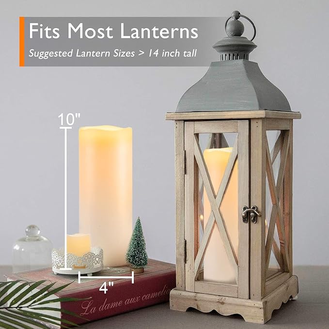 Homemory 10" x 4" Large Waterproof Outdoor Flameless Candles with Remote Control and Timer, Battery Operated Flickering LED Pillar Candles for Outdoor Larterns, Porch, Long Lasting, Set of 2-Ruum Studio Home