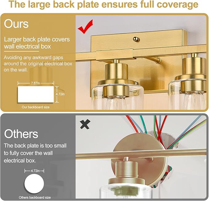 5-Light Bathroom Vanity Light with Clear Glass Shades, Brushed Gold Bathroom Light Fixtures Over Mirror, Modern Vanity Light for Mirror Living Room Cabinet Bedroom Porch-Ruum Studio Home