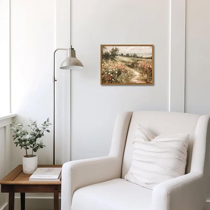 Vintage Framed Wall Art for Living Room – Vintage Wildflower Pictures Oil Paintings Canvas Prints – Country Flower Modern Farmhouse Wall Decor for Bathroom Bedroom Home Office – 8x10in-Ruum Studio Home