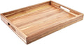 Acacia Wood Serving Tray with Handles (17 Inches) – Decorative Serving Trays Platter for Breakfast in Bed, Lunch, Dinner, Appetizers, Patio, Ottoman, Coffee Table, BBQ, Party –Great for Lap &Couch-Ruum Studio Home