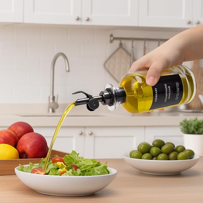 3PCS Olive Oil Dispenser Bottle For Kitchen, Soy Sauce Dispenser, Glass Oil and Vinegar Dispenser Set W. Wooden Tray & Labels & 3 Replacement Spouts, Coffee Syrup Dispenser-Ruum Studio Home