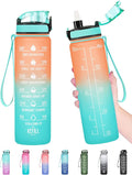 Enerbone Water Bottle, Leakproof BPA & Toxic Free, Motivational Water Bottle with Times to Drink and Straw, Fitness Sports Water Bottle with Strap for Office, Gym, Outdoor Sports-Ruum Studio Home