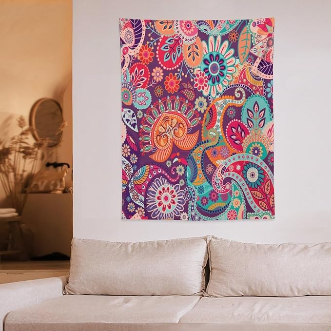 Boho Floral Tapestry, Abstract Mandala Plant Colorful Floral Home Art Wall Hanging for Bedroom Living Room Dormitory 40x60 Inch-Ruum Studio Home