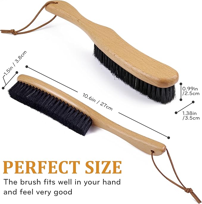 TAKAVU Clothes Brush Hat Brush, Black Boar Bristle Lint Brush with Large Beech Wood Handle - Perfect for Pet Hair, Suits, Velvet, Cashmere, Wool, Suede, Shoe - Effective Lint Remover-Ruum Studio Home
