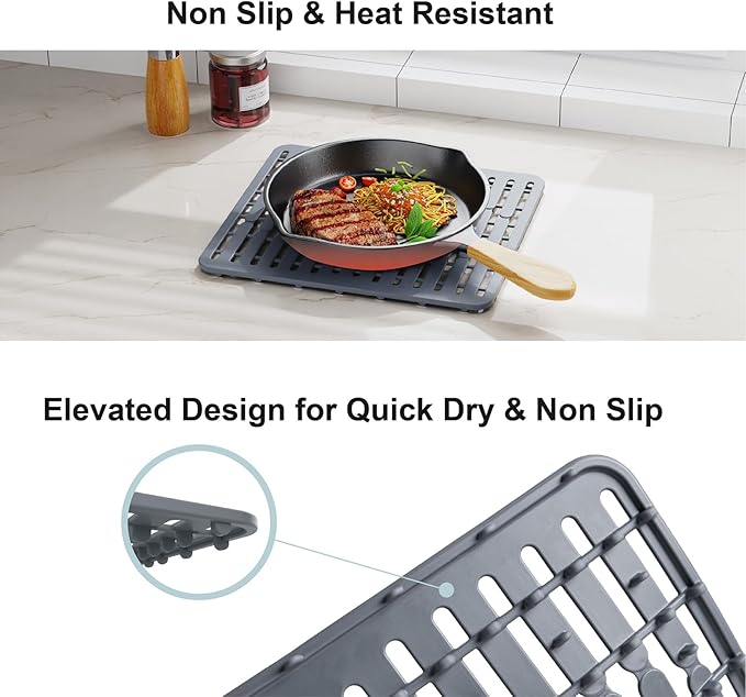 GSlife Expandable Dish Drying Rack - Stainless Steel Capacity Adjustable Over The Sink Rack (10.8''-17.9'') with Sink Mat, Dish Drainer for Kitchen Sink Counter with Utensil Holder, Silver-Ruum Studio Home