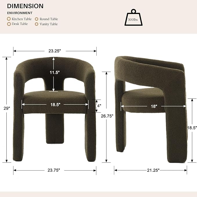 Green Sherpa Dining Chairs Set of 2, Modern Barrel Dining Room Chairs Upholstered Faux Fur Accent Chair with Arms and Round Back for Living Room Kitchen Armchair No Assembly Needed-Ruum Studio Home