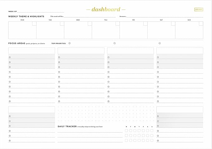 Ink+Volt Dashboard Deskpad | Undated Weekly Planner Notepad with 52 Undated Sheets, Premium Productivity Planner, Minimalist Weekly to do List for Work & Study | A4 Size | Made in the USA-Ruum Studio Home