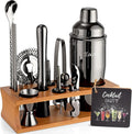Bartender Kit Cocktail Shaker Set with Stand Bar Tool Bar Set for Drink Mixing Home Bartending Kit 17-Piece Bar Cart Accessories: Martini Shaker, Mixer Spoon, Jigger, Muddler, Strainer & Recipes Gifts-Ruum Studio Home