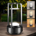 Portable Table Lamp for Outdoor Indoor: Cordless Rechargeable Desk Lamp with 3 Color Stepless Dimmable - Metal Battery Operated Small Lantern Light for Restaurant/Bedroom/Bar/Coffee Shop/Camping-Ruum Studio Home