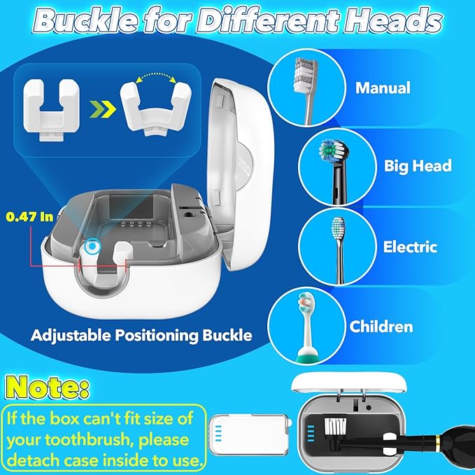 Toothbrush Sanitizer Case, Portable Toothbrush Covers Rechargeable, Rechargeable Toothbrush Cleaner Holder Case for Travel Home, Detachable Toothbrush Cover Cap for All Toothbrushes (White)-Ruum Studio Home