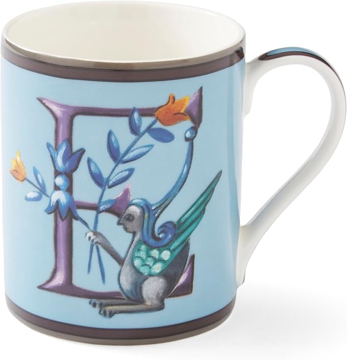 Spode Kit Kemp 12oz Mug in Fine China, E Initial - Custom Coffee Cup for Hot Beverages, Personalized Gift Idea for Her, Him, Friends, Coffee Lovers - Stylish Letter Mug for Daily Use, Dishwasher Safe-Ruum Studio Home