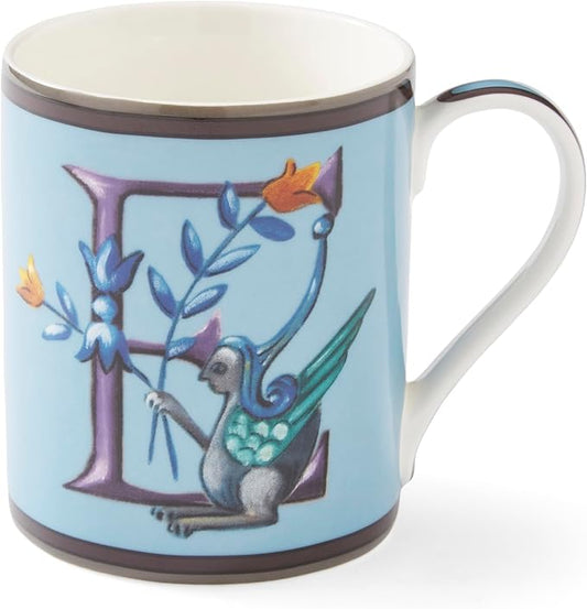 Spode Kit Kemp 12oz Mug in Fine China, E Initial - Custom Coffee Cup for Hot Beverages, Personalized Gift Idea for Her, Him, Friends, Coffee Lovers - Stylish Letter Mug for Daily Use, Dishwasher Safe-Ruum Studio Home