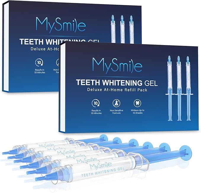 MySmile Teeth Whitening Gel Refills Pack, 6 Non-Sensitive Teeth Whitening Gel Pen, Teeth Whitener Dental Grade Tooth Whitening Gel for Tray, 10 min Fast Result Whitening-Ruum Studio Home