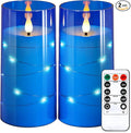 NURADA 3"x6"Flickering Flameless Candles: Built-in Star String 3D Wick Battery Operated LED Candles with Remote and Timer for Wedding Valentine's Day Decor, Blue 2 Pack-Ruum Studio Home