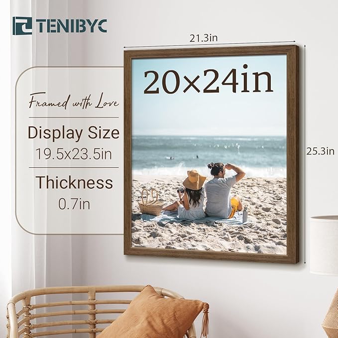 20x24 Poster Frame 3 Pack - Brown Woodgrain, Wood Picture Frame, Wall Gallery Frame - Wall Hanging-Ruum Studio Home
