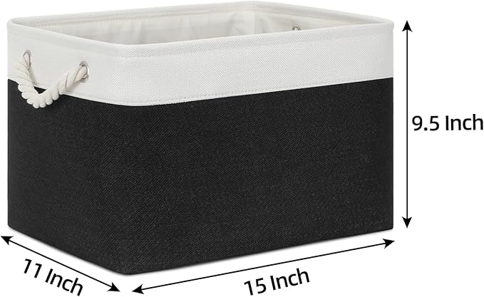 Bidtakay Black Storage Baskets for Shelves [3-pack] Collapsible Organizer Baskets for Laundry Storage 15 X 11 X 9.5 Inches Dog Toy Bins Fabric Storage Bins for Bedroom Home Storage-Ruum Studio Home