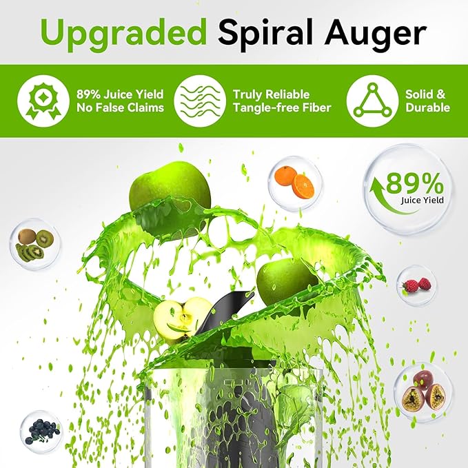 Cold Press Juicer, Slow Masticating Juicer Machines for Whole Vegetable and Fruit, 4.3" Feed Chute, BPA Free, Quiet Easy Clean Juicer to Unlock Fresh & Nutritious Juices (Black)-Ruum Studio Home