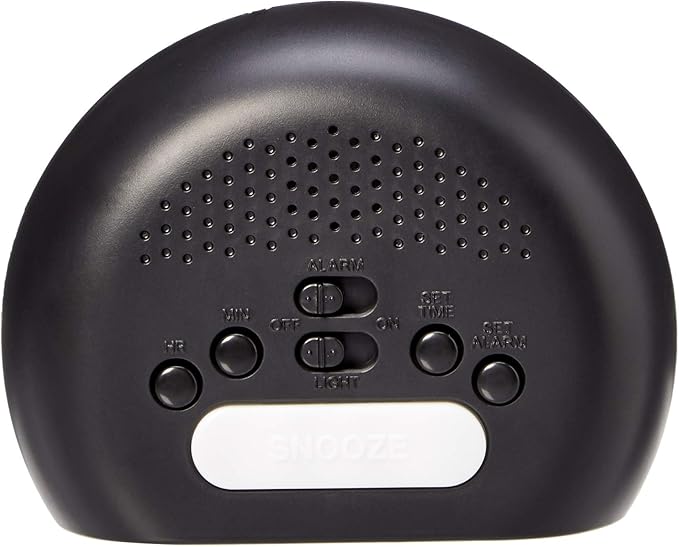 Amazon Basics Small Digital Oval Alarm Clock With LED Display, Nightlight & Battery Backup, Black, 4.5 x 3.5 x 2.4 Inches-Ruum Studio Home