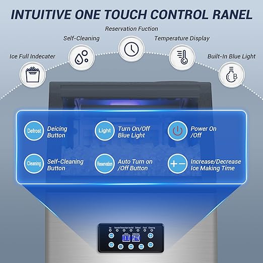 Commercial Ice Maker Machine 120LBS/24H with 30LBS Storage Bin, 15" Wide Undercounter/Freestanding Ice Maker Machine for Home Bar Outdoor, 40PCS Ice Cubes Ice Machine, Self Cleaning-Ruum Studio Home