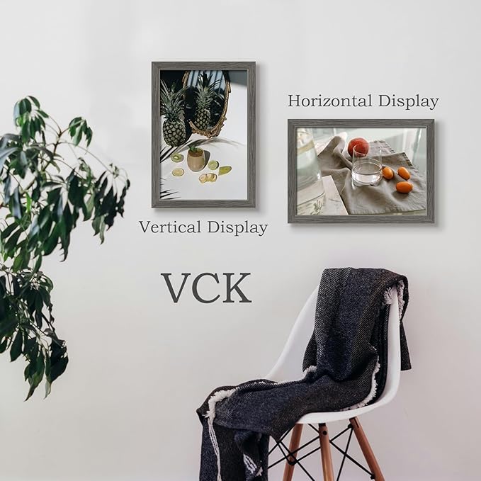 VCK 13x19 Picture Frame Set of 3, Gray Solid Wood Poster Picture Frame, Exclusive Wood Grain, Wall Mounting Hanging-Ruum Studio Home