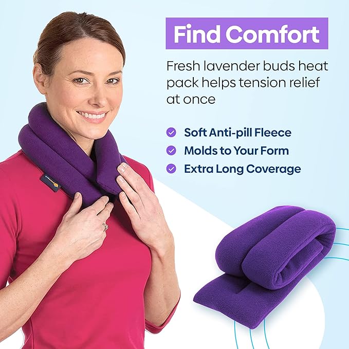SunnyBay Microwave Heating Pad, Microwavable Heated Neck and Shoulder Wrap with Lavender, Soothing Pillow Hot & Cold Bean Bag, Aroma Warmer for Pain Relief, 26x5 Inches, 2.5 lbs, Purple-Ruum Studio Home