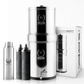 Gravity Water Filter System - 3.25 Gallons - NSF Certified - AISI 304 Stainless Steel Countertop Water Filter System with 2 Smart (Black) Carbon Filter Elements & Free Stainless Steel Water Spigot-Ruum Studio Home