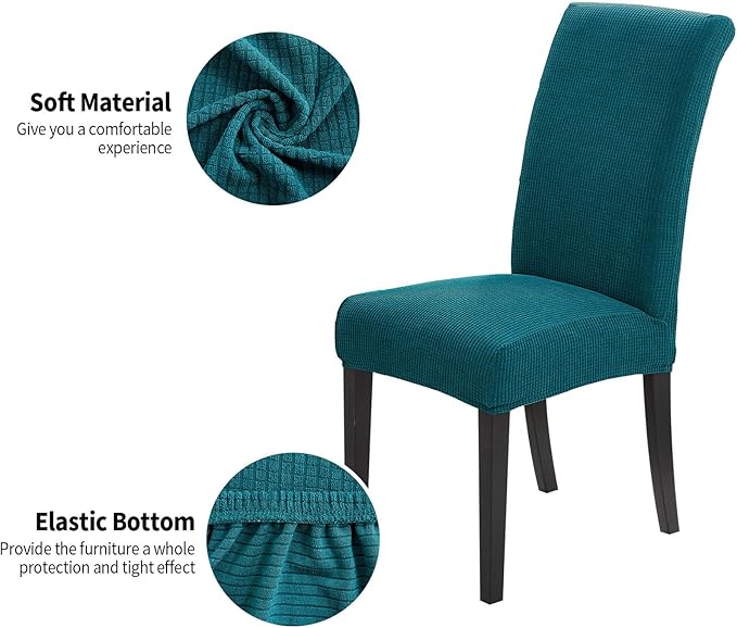 Joccun Chair Covers for Dining Room Set of 2,Dining Chair Slipcovers Stretch Dining Room Chair Covers Seat Protector,Washable Parsons Chair Cover for Home,Banquet(Peacock Blue,2 Pack)-Ruum Studio Home