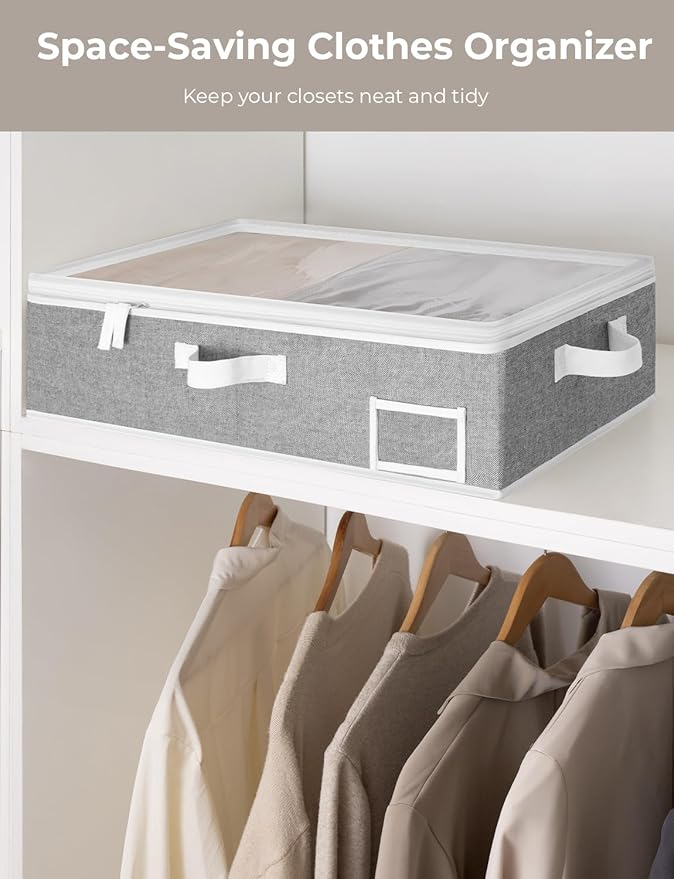 StorageWorks Under Bed Storage Containers with Handles and Label Holder, 2 Pack Ultra-thick Fabric Underbed Bins, Closet Organizer for Clothes, Blankets, Sweater-Ruum Studio Home