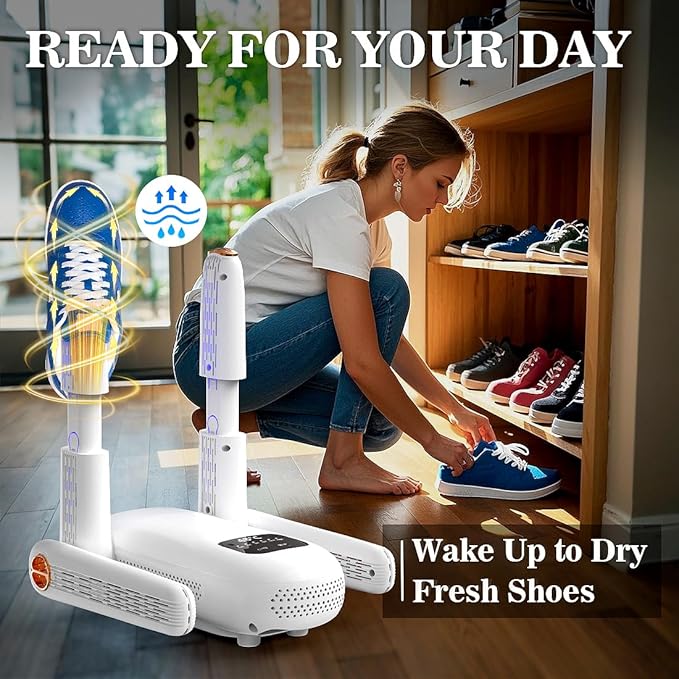 Shoe Dryer & Boot Dryer with Deodorizer – Shoe-Friendly Technology, Shoe Warmer with Heat Blower Fan, Dries 4 Shoes at Once and Odor Removal - Ideal for Ski Shoes, Boots, Gloves, and Hats-Ruum Studio Home