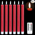 GenSwin Flameless Red Taper Candles Flickering with 10-Key Remote, Battery Operated Led Warm 3D Wick Light Window Candles Real Wax Pack of 6, Christmas Home Wedding Decor(0.78 X 9.64 Inch)-Ruum Studio Home
