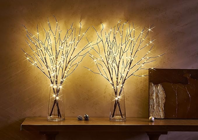 Fudios Lighted Branch Plug in with Timer Willow Branches with Fairy Lights for Vase Twig 32IN 150 LED Outdoor and Indoor Holiday Party Decor-Ruum Studio Home