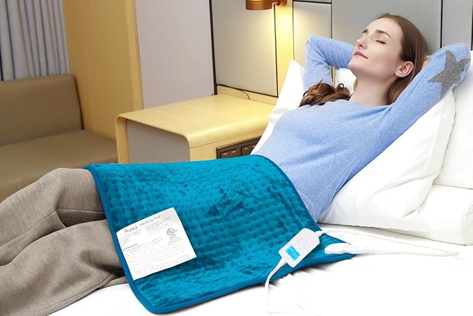 Ruqiji 17''x33'' XXXL King Size Heating Pad with Fast-Heating Technology&10 Temperature Settings, Flannel Electric Heating Pad/Pain Relief for Back/Neck/Shoulders/Menstrual Pain/Leg Cramp (Light Teal)-Ruum Studio Home